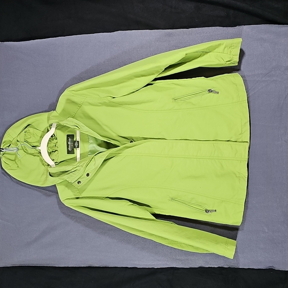 Eddie Bauer Green Utility Jacket Lightweight Hooded Design